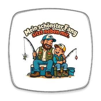 Angler Papa Angeln mit Kindern Familienangeln - Viereckiger Kühlschrankmagnet - Weiß - Vorne