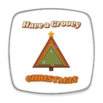 Hab einen coolen Retro-Weihnachtsbaum - Viereckiger Kühlschrankmagnet - Weiß - Vorne