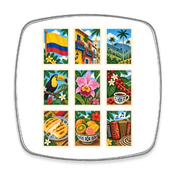 Kolumbien Briefmarken - Viereckiger Kühlschrankmagnet - Weiß - Vorne