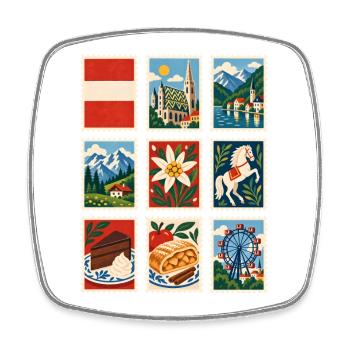 Österreich Briefmarken - Viereckiger Kühlschrankmagnet - Weiß - Vorne