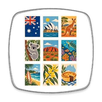 Australien Briefmarken - Viereckiger Kühlschrankmagnet - Weiß - Vorne