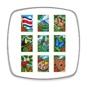Costa Rica Briefmarken - Viereckiger Kühlschrankmagnet - Weiß - Vorne