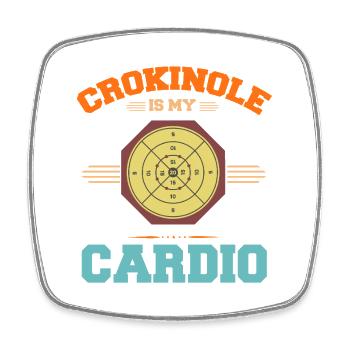 Crokinole ist mein Cardio – Lustiges Brettspiel - Viereckiger Kühlschrankmagnet - Weiß - Vorne