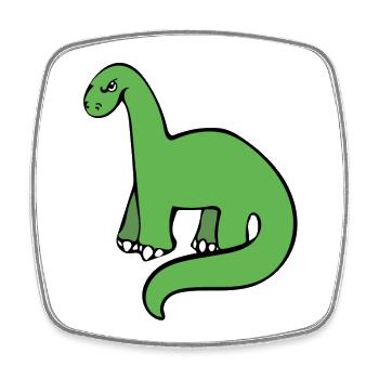 Smaragdgrüner Dino auf Schwarz - Viereckiger Kühlschrankmagnet - Weiß - Vorne