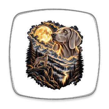 Hundefreunde Vollmond Hundemotiv - Viereckiger Kühlschrankmagnet - Weiß - Vorne