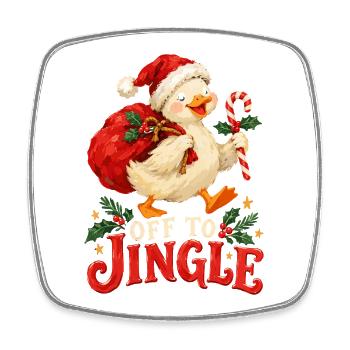 Jingle Duck Weihnachtsfreude - Viereckiger Kühlschrankmagnet - Weiß - Vorne