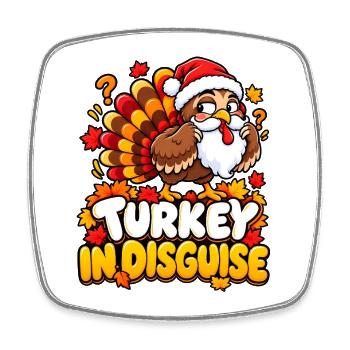 Turkey in Disguise Cartoon Christmas - Viereckiger Kühlschrankmagnet - Weiß - Vorne