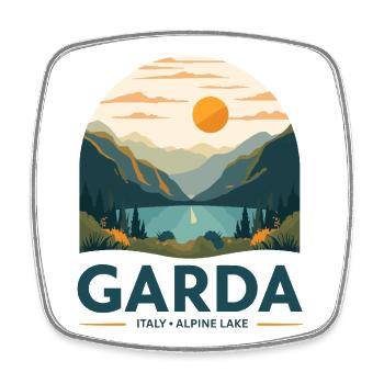 Garda Italy Alpine Lake - Viereckiger Kühlschrankmagnet - Weiß - Vorne