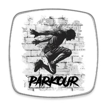 Parkour - Viereckiger Kühlschrankmagnet - Weiß - Vorne