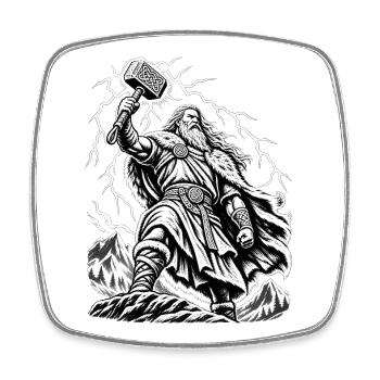 Thor – Donnergott im mystischen Sturm - Viereckiger Kühlschrankmagnet - Weiß - Vorne