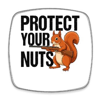Protect Your Nuts - Viereckiger Kühlschrankmagnet - Weiß - Vorne