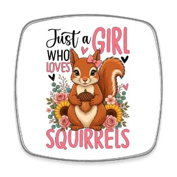 Just a Girl Who Loves Squirrels - Viereckiger Kühlschrankmagnet - Weiß - Vorne