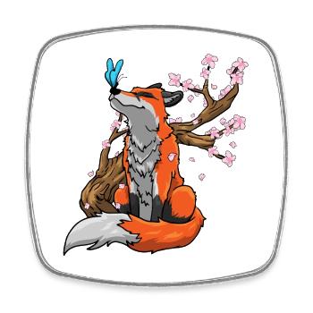 Fuchs Kirschblüten - Viereckiger Kühlschrankmagnet - Weiß - Vorne