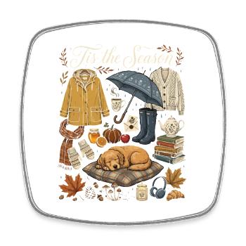 Herbstzauber Kuscheloutfit - Viereckiger Kühlschrankmagnet - Weiß - Vorne