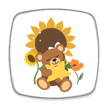 Teddy Blumen Kinder Stern - Viereckiger Kühlschrankmagnet - Weiß - Vorne