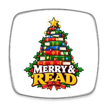 Merry & Read Buch-Weihnachtsbaum - Viereckiger Kühlschrankmagnet - Weiß - Vorne