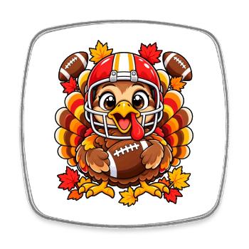Thanksgiving Football Truthahn - Viereckiger Kühlschrankmagnet - Weiß - Vorne