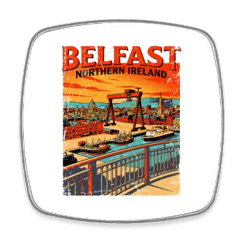 Belfast Northern Ireland Retro City Skyline - Viereckiger Kühlschrankmagnet - Weiß - Vorne