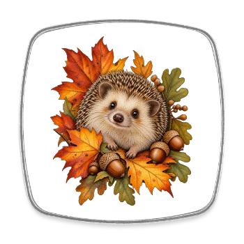 Igel im Herbstlaub - Viereckiger Kühlschrankmagnet - Weiß - Vorne