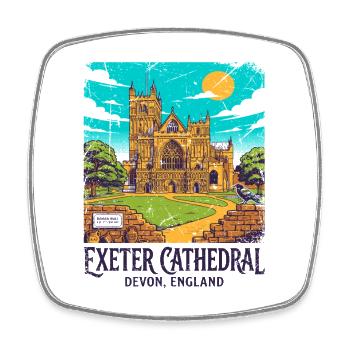 City Vintage Exeter Cathedral Devon England Sept - Viereckiger Kühlschrankmagnet - Weiß - Vorne