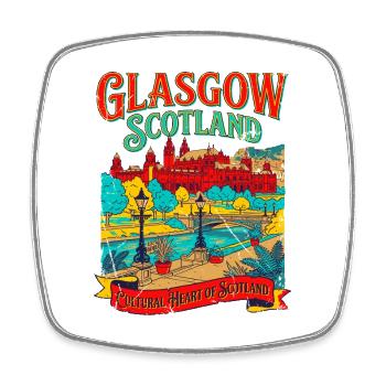 View City Glasgow Scotland Cultural Heart - Viereckiger Kühlschrankmagnet - Weiß - Vorne
