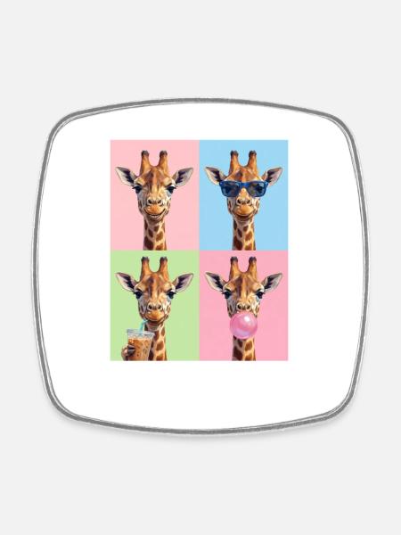 Giraffen Giraffe - Viereckiger Kühlschrankmagnet - Weiß
