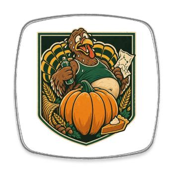 Thanksgiving Truthahn übersatt beim Lauf - Viereckiger Kühlschrankmagnet - Weiß - Vorne