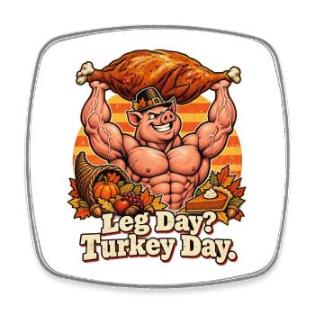 Thanksgiving Bodybuilder-Schwein Truthahn Spruch - Viereckiger Kühlschrankmagnet - Weiß - Vorne