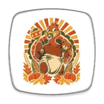 Thanksgiving-Truthahn als freches Baby - Viereckiger Kühlschrankmagnet - Weiß - Vorne