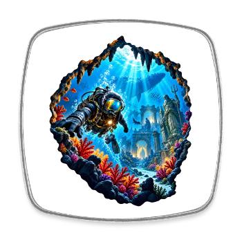 Taucher Unterwasserruinen Expedition Tauchen - Viereckiger Kühlschrankmagnet - Weiß - Vorne