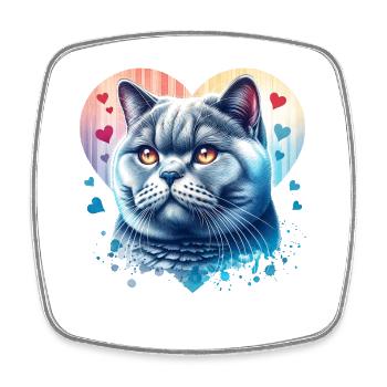 Britisch Kurzhaar Katze - Viereckiger Kühlschrankmagnet - Weiß - Vorne