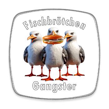 Möven Fischbrötchen Diebe - Viereckiger Kühlschrankmagnet - Weiß - Vorne
