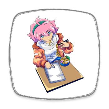 Ramen Anime Zeichnen - Viereckiger Kühlschrankmagnet - Weiß - Vorne