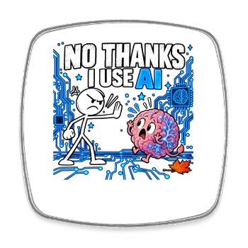 No Thanks I Use AI - Funny Artificial Intelligence - Viereckiger Kühlschrankmagnet - Weiß - Vorne