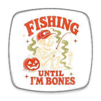 Halloween Angler Skelett Angeln - Viereckiger Kühlschrankmagnet - Weiß - Vorne