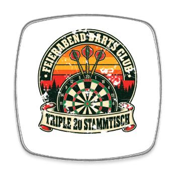 Feierabend Darts Club - Triple 20 Stammtisch - Viereckiger Kühlschrankmagnet - Weiß - Vorne