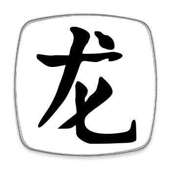 Drachen -Kanji-Japan - Viereckiger Kühlschrankmagnet - Weiß - Vorne
