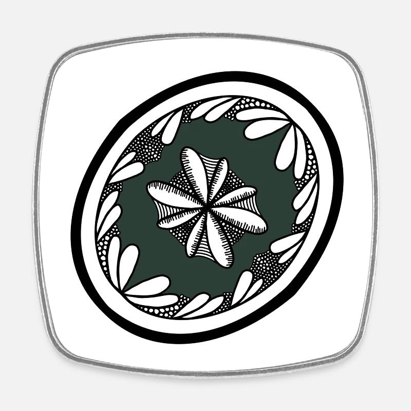 Ancient Mandala - Square fridge magnet - white