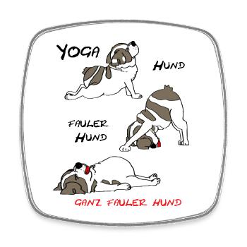Yoga-Hund - süßer Hund im Comic Style - Viereckiger Kühlschrankmagnet - Weiß - Vorne