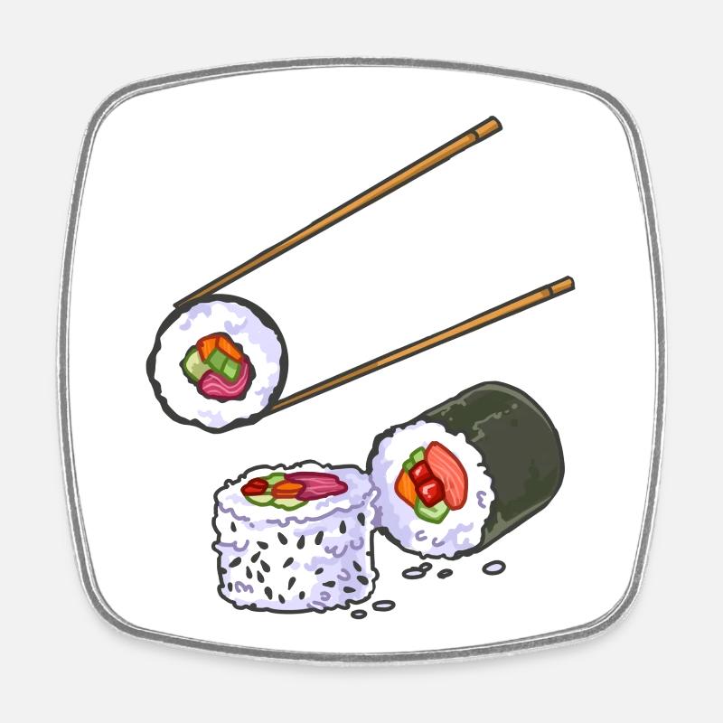 Sushi - Viereckiger Kühlschrankmagnet - Weiß
