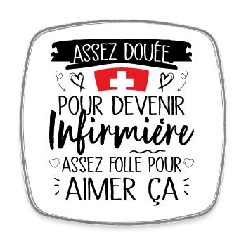 Assez douée pour devenir infirmière cadeau - Magnet carré - blanc - Devant