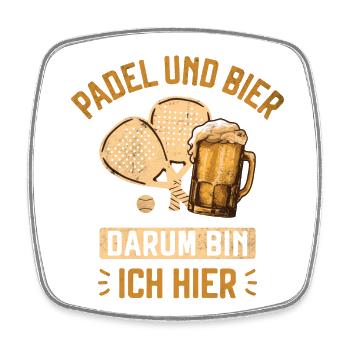 Padel and Beer Paddle Tennis Papà Padelista - Square fridge magnet - white - Front