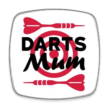 Darts mum (fléchettes, jeu de fléchettes en arrière-plan) - Magnet carré - blanc - Devant