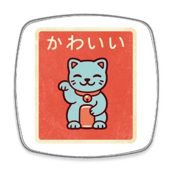 Vintage japonais Kawaii Cat' Cool Cats Graphique - Magnet carré - blanc - Devant