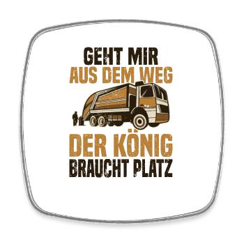 Müllmann Müllwagen - Viereckiger Kühlschrankmagnet - Weiß - Vorne
