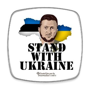 Selenskyj T-Shirt Estland Stand with Ukraine - Viereckiger Kühlschrankmagnet - Weiß - Vorne