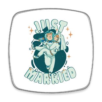 Juste marié - Astronaute Marié et mariée - Magnet carré - blanc - Devant