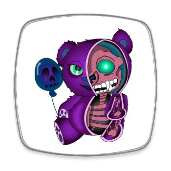 Skull Teddy Bear Skeleton Bear Halloween Shirt - Square fridge magnet - white - Front