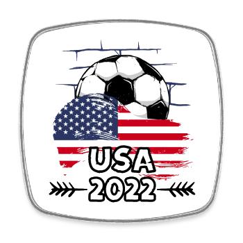 USA Amerika 2022 Fußball - Viereckiger Kühlschrankmagnet - Weiß - Vorne