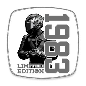 LIMITED EDITION 1983 MOTORCYCLE 43RD BIRTHDAY - Square fridge magnet - white - Front
